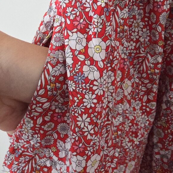 J.CREW | Liberty Tie Front Strapless Dress In Cherry Multi Floral red Sz 0P - Picture 5 of 9